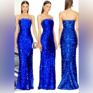 NWOT Bronx and Banco Farah Strapless Sequins Gown in royal Blue
